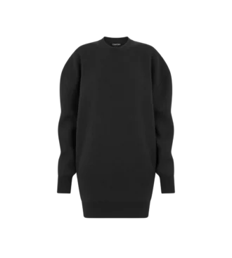 Rochie mini sculpturală din lână și cașmir