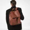 Rucsac cu clapă din piele grain T-Line Rucsac cu clapă din piele grain T-Line