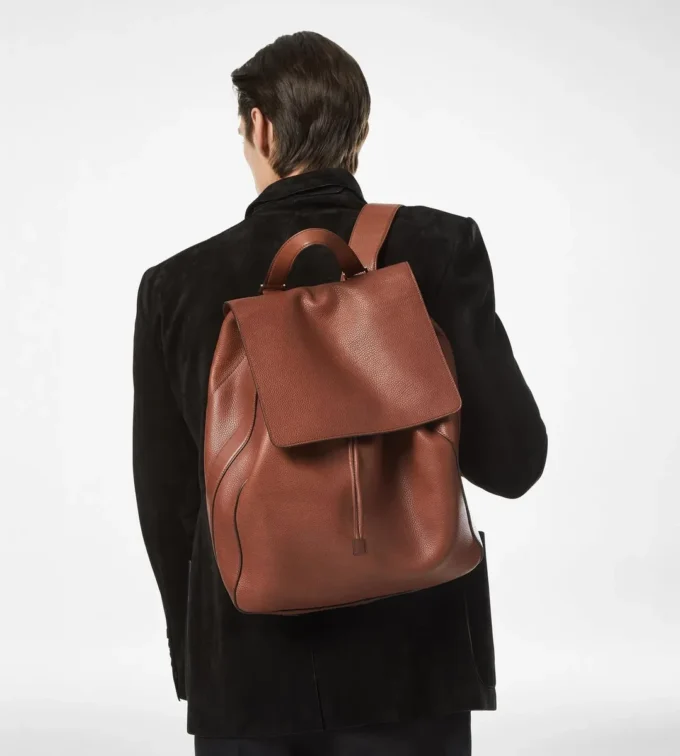 Rucsac cu clapă din piele grain T-Line Rucsac cu clapă din piele grain T-Line