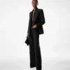 Pantaloni bootcut croiți din sifon cu amestec de mătase Pantaloni bootcut croiți din sifon cu amestec de mătase