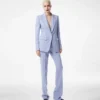 Pantaloni drepți croiți din lână ușoară cu două fețe Pantaloni drepți croiți din lână ușoară cu două fețe