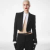 Sacou tuxedo cropped cu două rânduri de nasturi, din amestec de lână și mătase Sacou tuxedo cropped cu două rânduri de nasturi, din amestec de lână și mătase