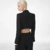 Sacou tuxedo cropped cu două rânduri de nasturi, din amestec de lână și mătase Sacou tuxedo cropped cu două rânduri de nasturi, din amestec de lână și mătase