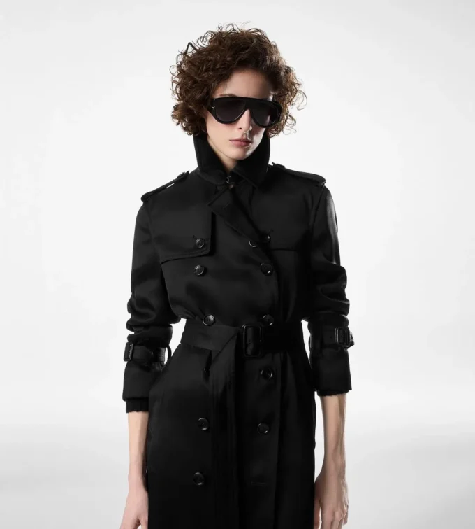 Trench cu guler din piele Trench cu guler din piele