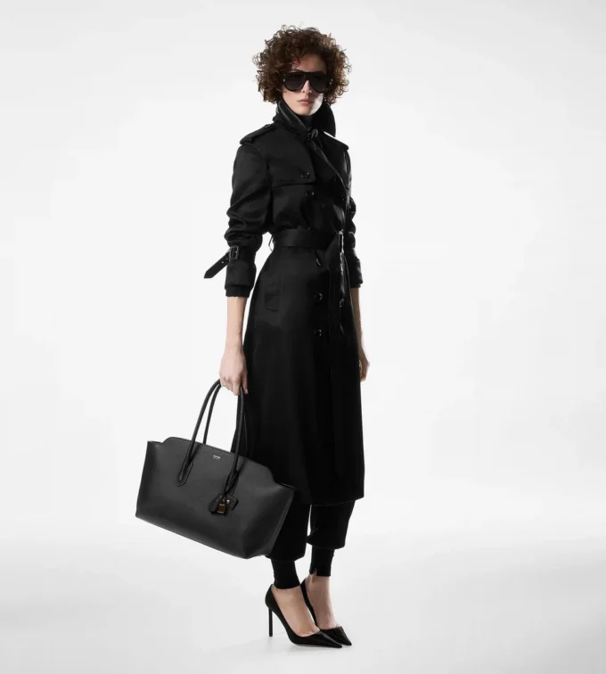Trench cu guler din piele Trench cu guler din piele