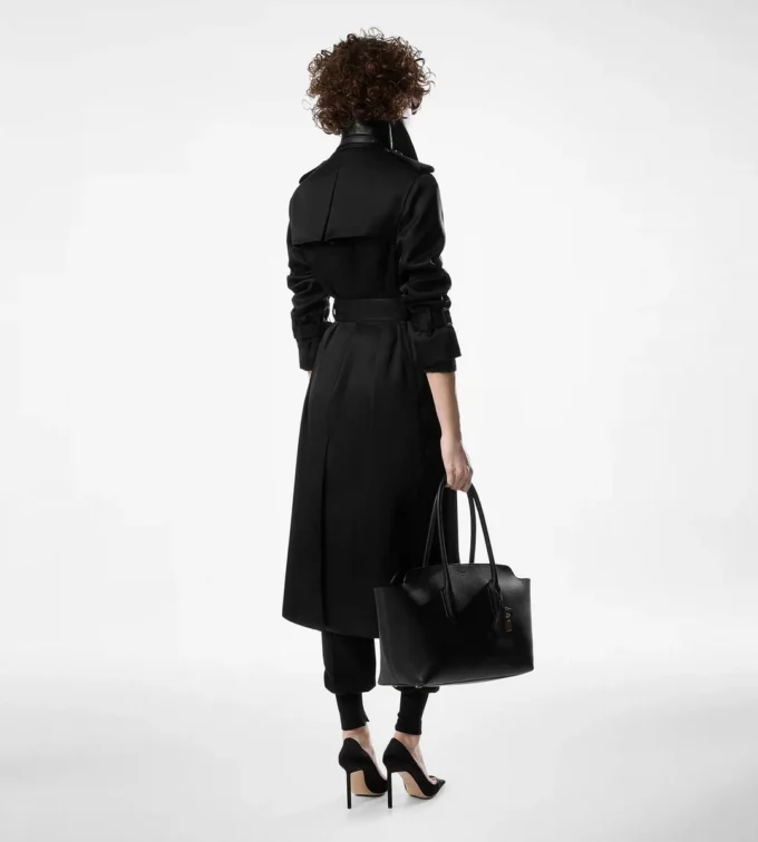 Trench cu guler din piele Trench cu guler din piele