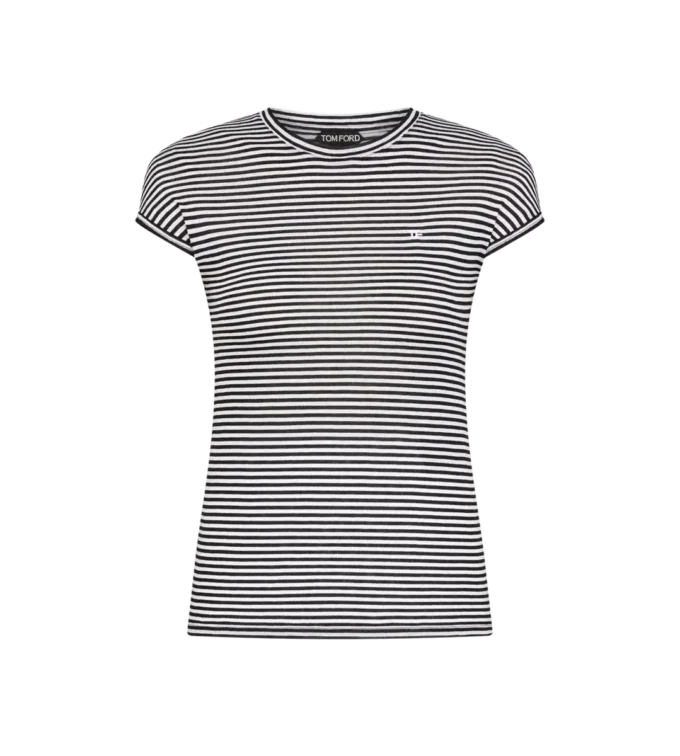 Tricou cu dungi și logo brodat Tf în tonuri similare