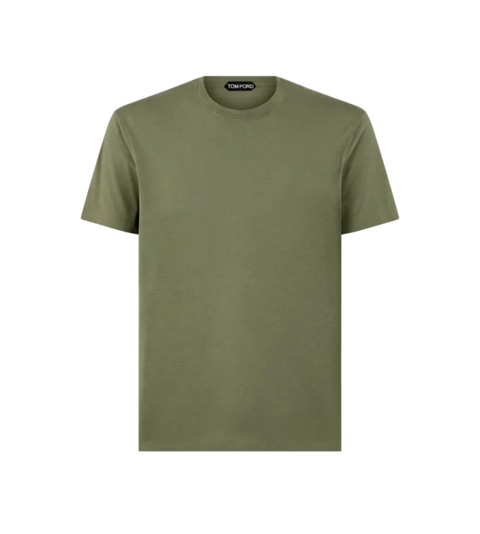 Tricou cu guler rotund din bumbac Lyocell