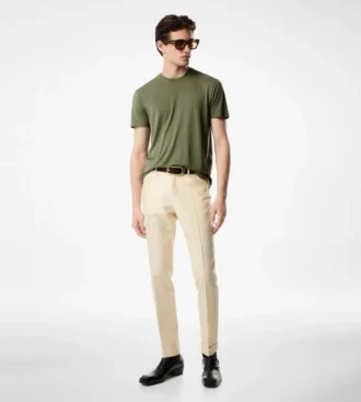 Tricou cu guler rotund din bumbac Lyocell