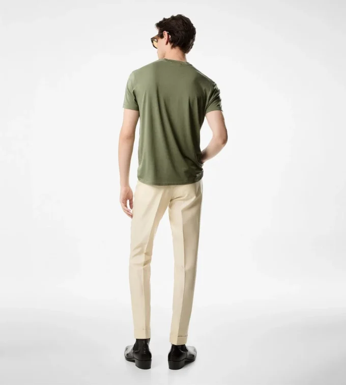 Tricou cu guler rotund din bumbac Lyocell