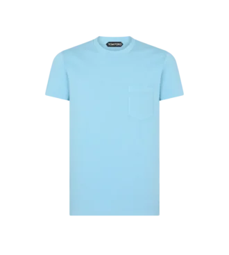 Tricou cu guler rotund din bumbac vopsit la rece