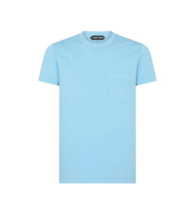Tricou cu guler rotund din bumbac vopsit la rece