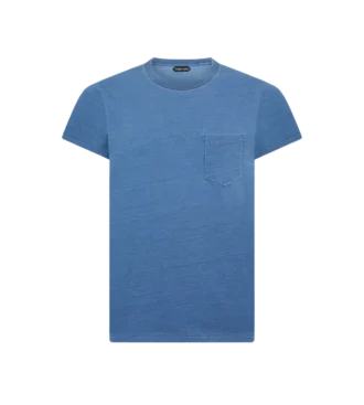 Tricou cu guler rotund, vopsit indigo