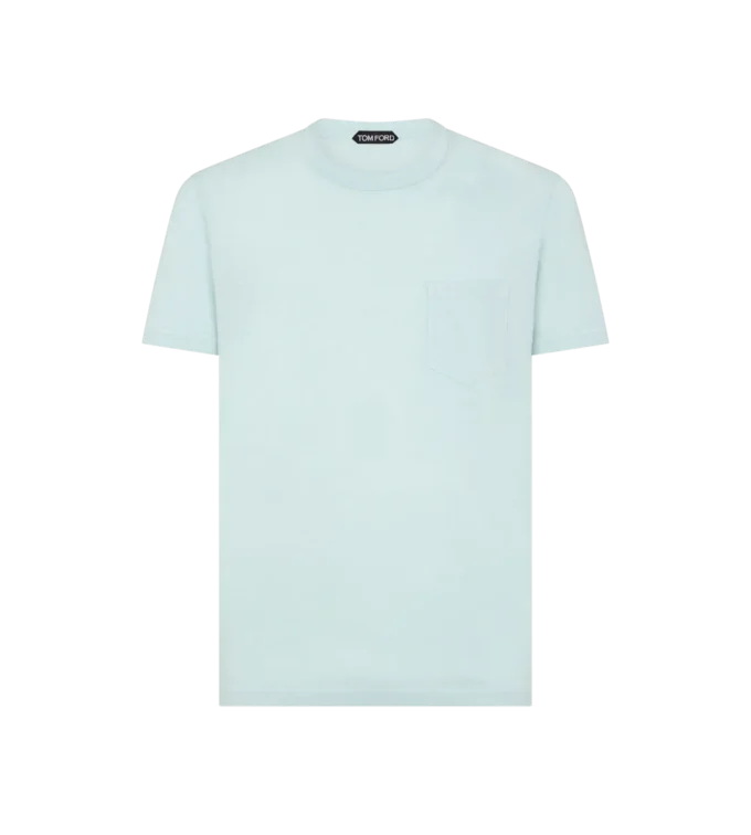 Tricou din bumbac și mătase cu guler rotund